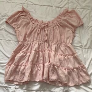 pink flowy babydoll top
